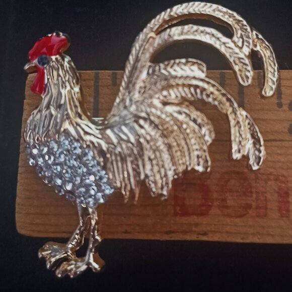 NWOT Golden Rooster Brooch - Picture 4 of 4